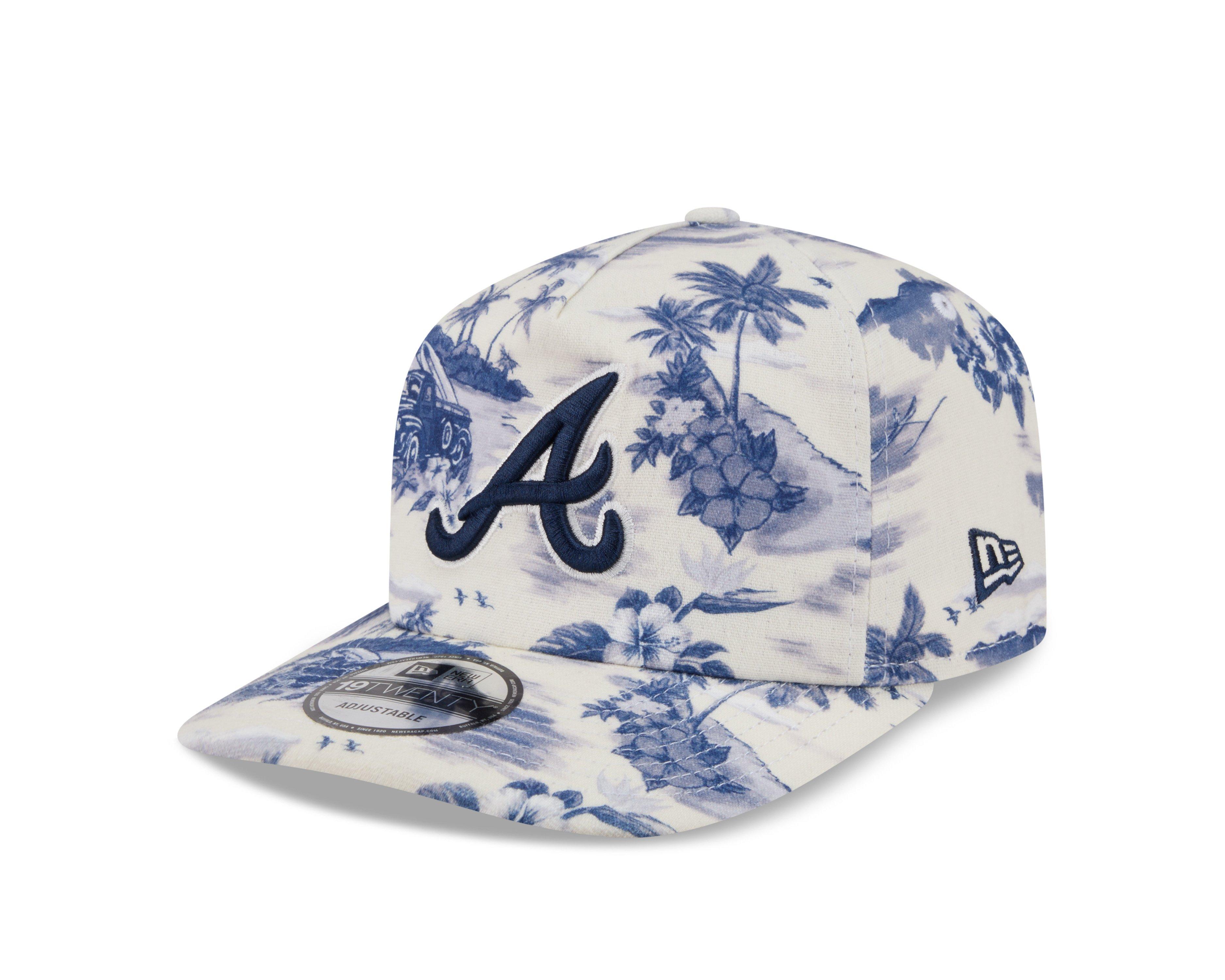 New Era Atlanta Braves 19TWENTY Tropical Snapback Hat - White/Navy - WHITE/NAVY